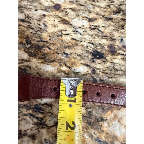 Brighton Brown Leather Woven Belt Size L Multicolor Inlay Silver Tone Buckle main image 4